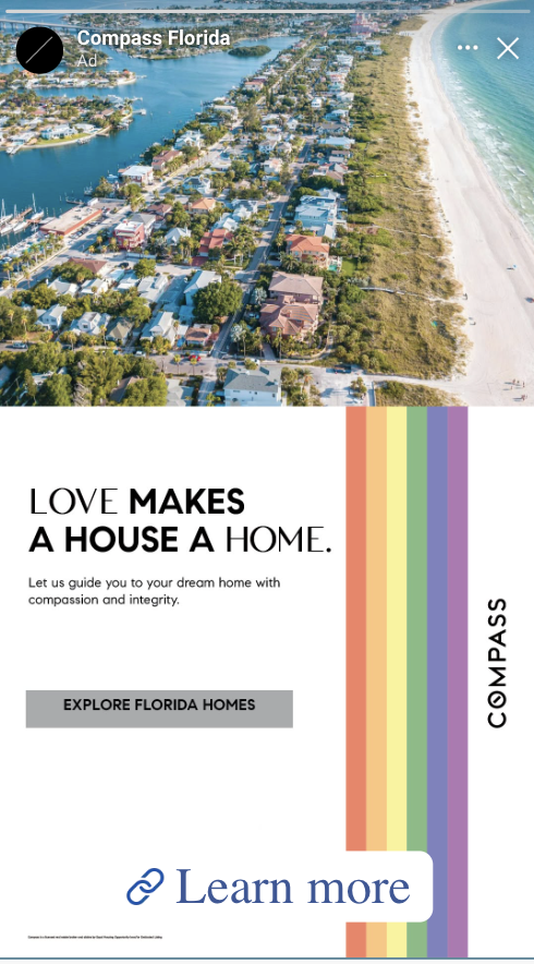 Compass Florida story ad on Instagram: Love Makes a House a Home
